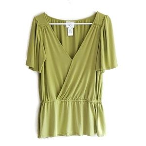 Ice womens green top sz medium wide sleeves shirt